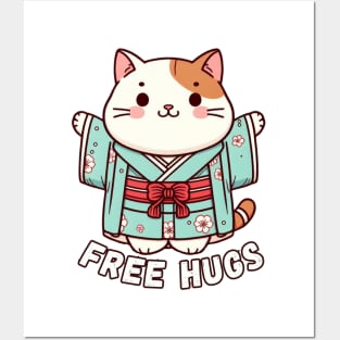 Free hugs Neko Kimono cat Posters and Art